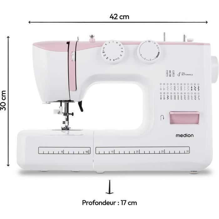 Sewing Machine - MEDION - SM 60 - 62W - 24 Stitches + Double Stitches - 700 RPM - LED - Pink