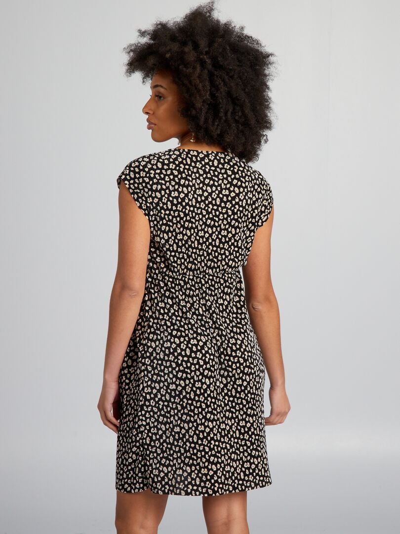 Vestido de malha plissada - PRETO