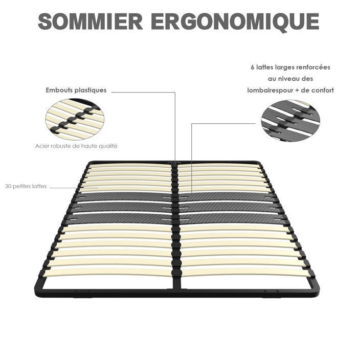 Bedbodem van 140x200 cm met 2x15 latten van natuurlijk populierenhout - Snelle montage - DEWINNE
