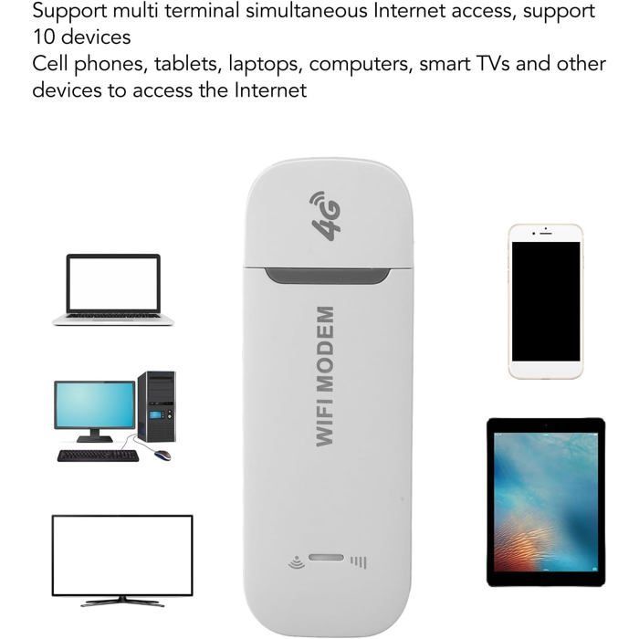 Módem WiFi USB 4G LTE, router 4G portátil con ranura para tarjeta SIM, punto de acceso móvil de bolsillo, cifrado WiFi WPA.