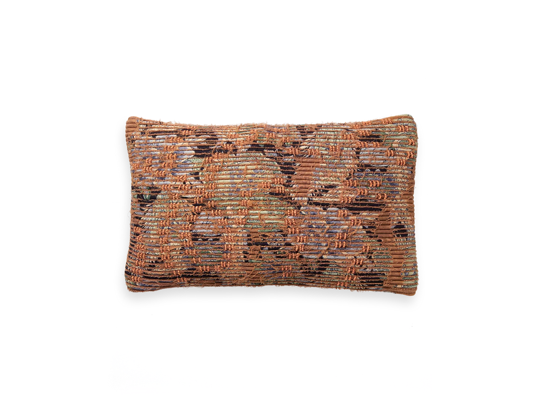 Funda de cojín Punjab color melocotón con cuentas, 50 x 30 cm