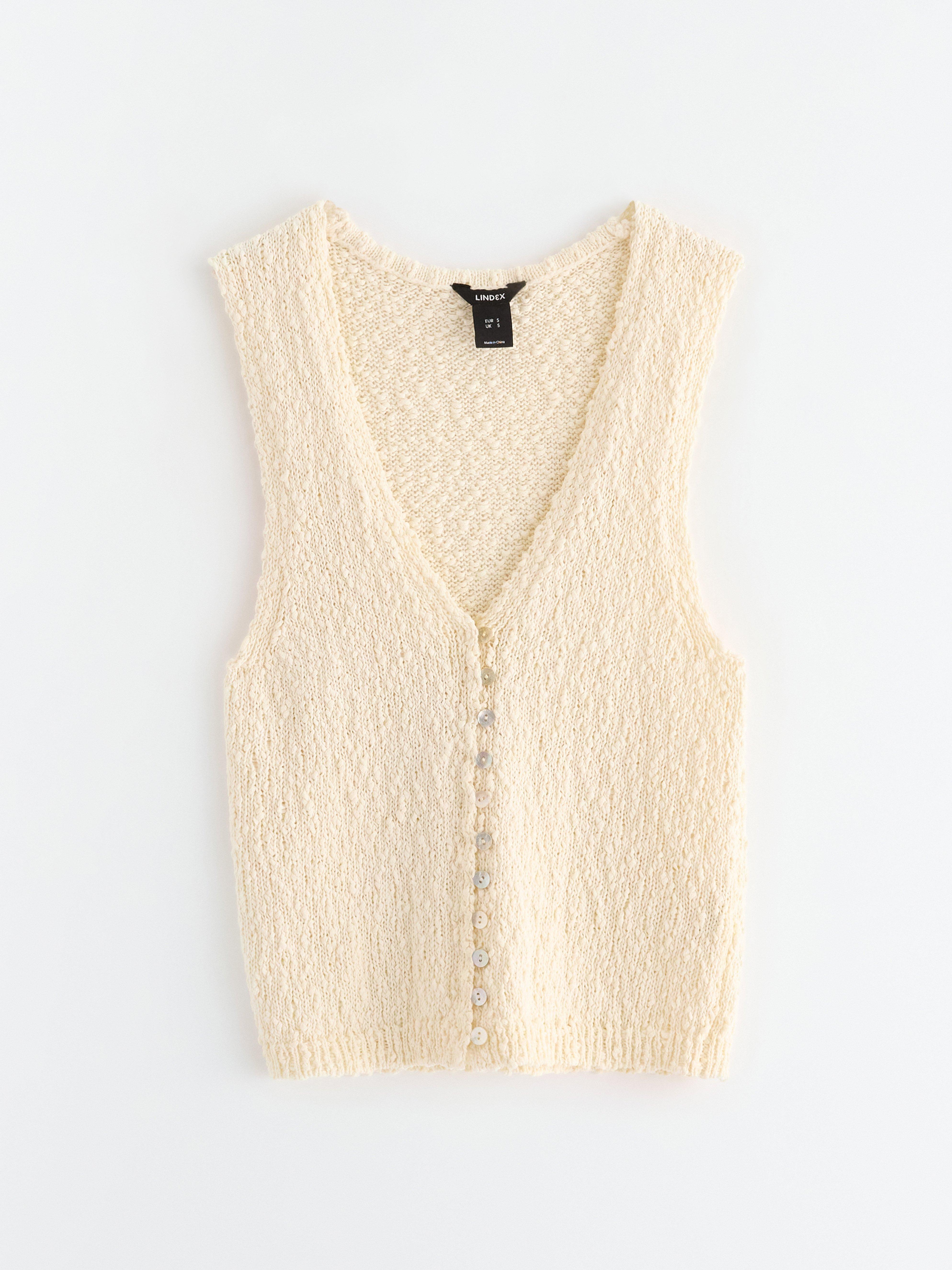 Colete de malha branco-creme