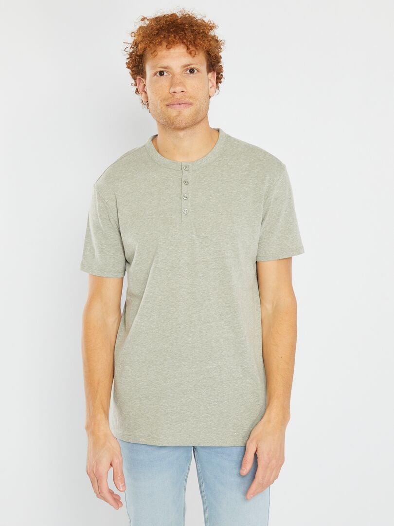 T-shirt met gemêleerd effect - Grijs
