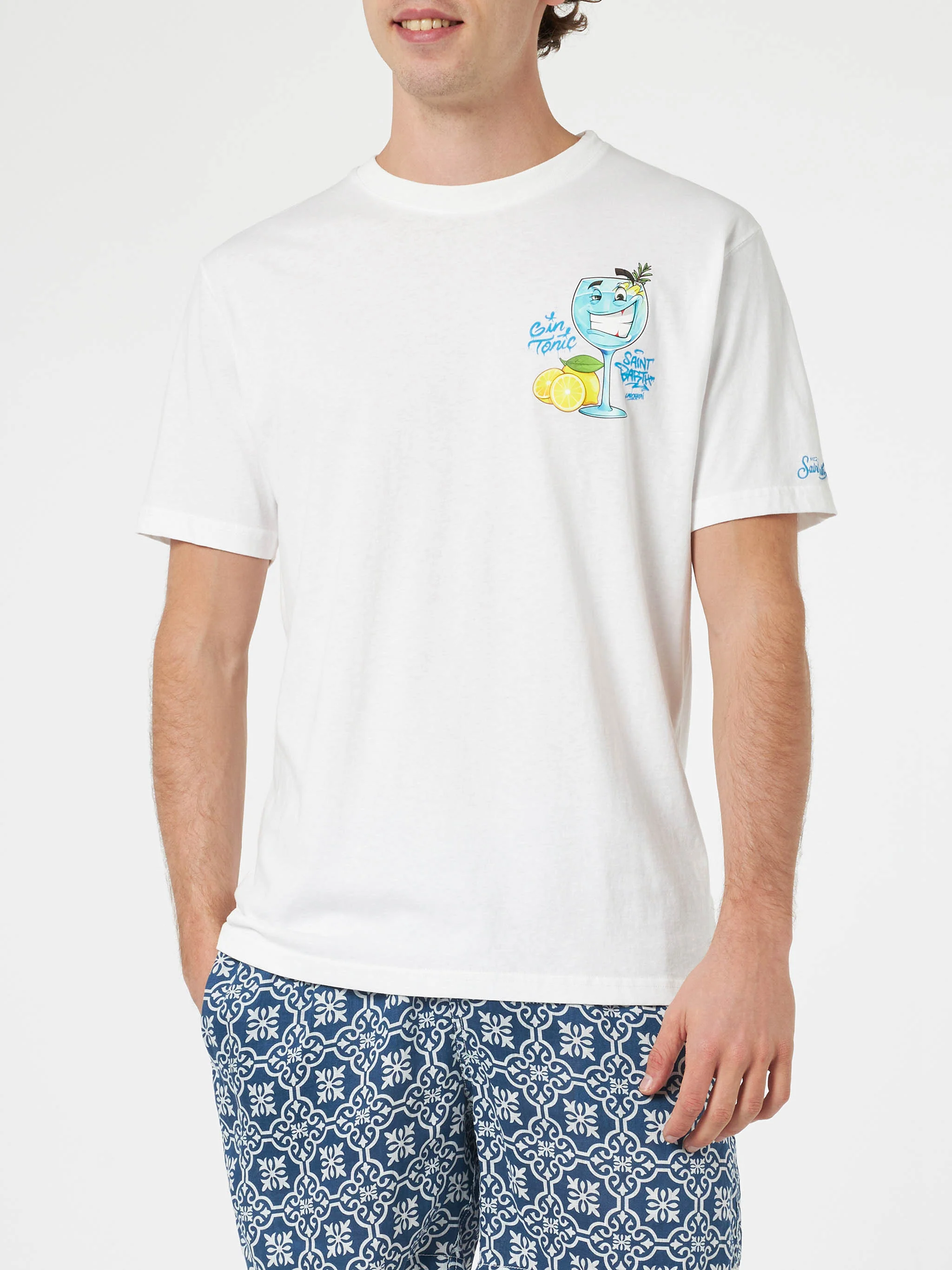 Cryptopuppets Gin Tonic heren T-shirt van katoen met geplaatste print