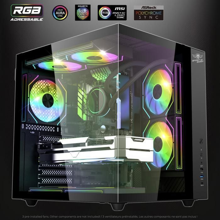 Spirit of Gamer - Boiter PC Aquarium BANDIT GT DARK Pour ATX, mATX, ITX