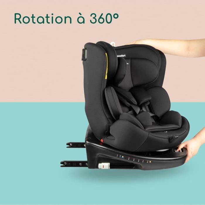 Silla de coche convertible giratoria 360° BEBECONFORT EvolveFix i-Size - Grupo 0/1/2/3 - Isofix - De 0 a 12 años (36 kg) - 40-150 cm - Negro Niebla
