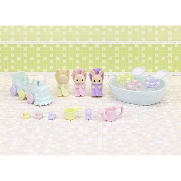 Miniaturfiguren – SYLVANIAN FAMILIES – 5707 – Cremefarbene Kaninchen-Drillinge und Badezimmeraccessoires