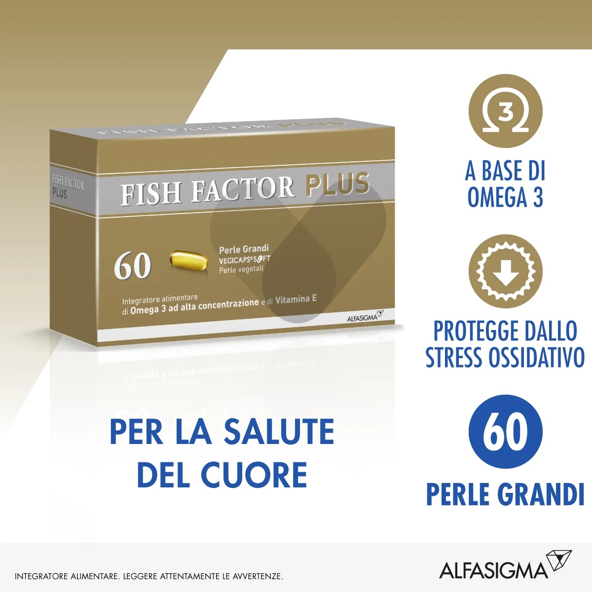 ALFASIGMA Fish Factor Plus 60 pérolas grandes para a saúde do coração