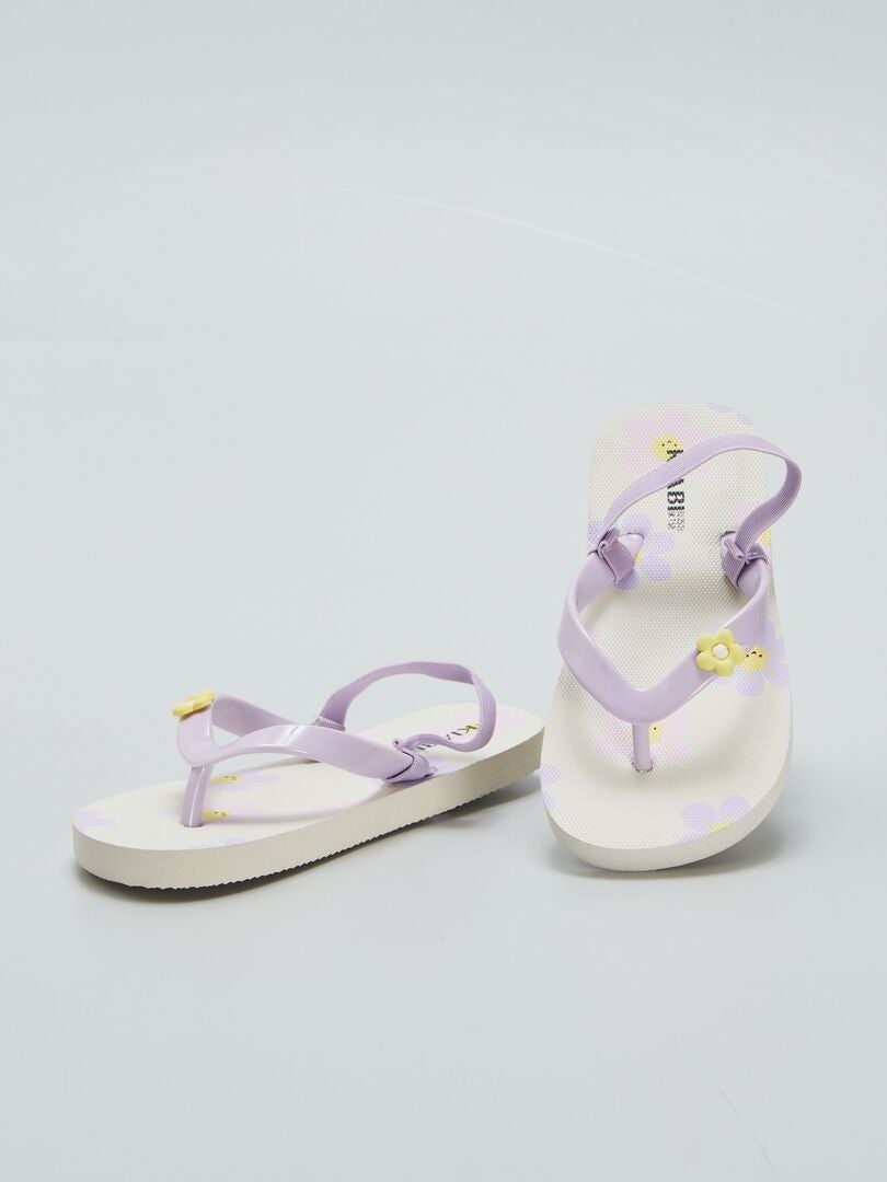 Chinelo estampado com tira elástica - BEGE