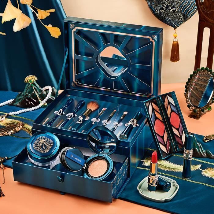 Ensemble de maquillage de style chinois, rouge à lèvres, mascara, fard à barrage, pinceaux de maquillage, co