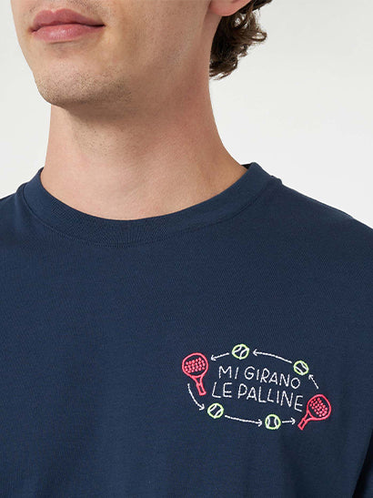 T-shirt classica da uomo in jersey di cotone Portofino con ricamo Mi g