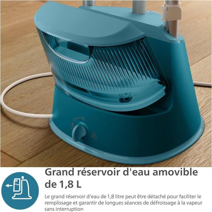 Vaporiera a libera installazione - PHILIPS - STE1040/20 - Vaporiera con tavolo - Serie 1000 - Vapore continuo 36 g/min - 1800 W - 45 sec - Blu