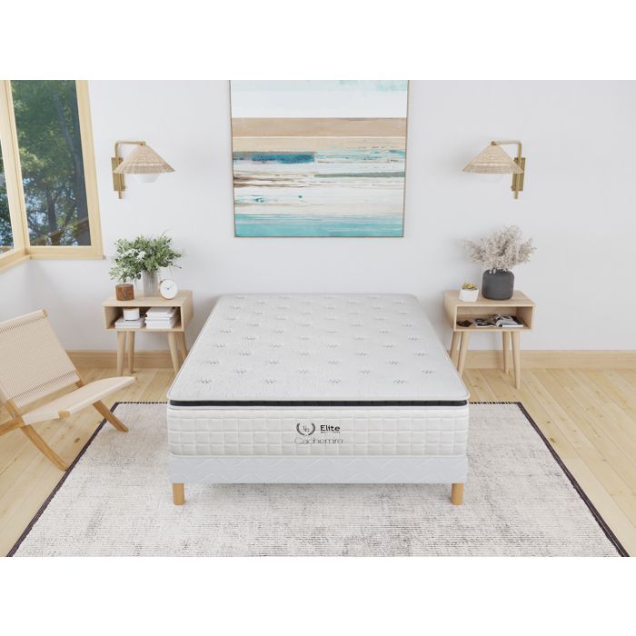 Cashmere Bed Base + Mattress Set 160x200 cm – Height 28 cm