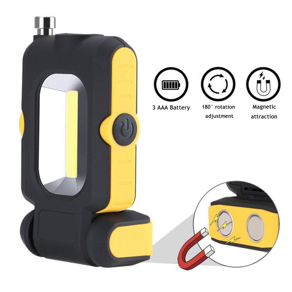 Lampe torche LED COB à aimant puissant, 3 modes d'éclairage, fonctionne sur piles, mini lampe torche, rotation réglable, lanterne portable