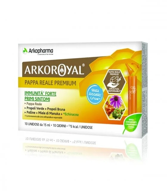 ARKOPHARMA Arkopharma Arkoroyal Premium koninklijke gelei zonder suiker 10 flesjes Sterke immuniteit