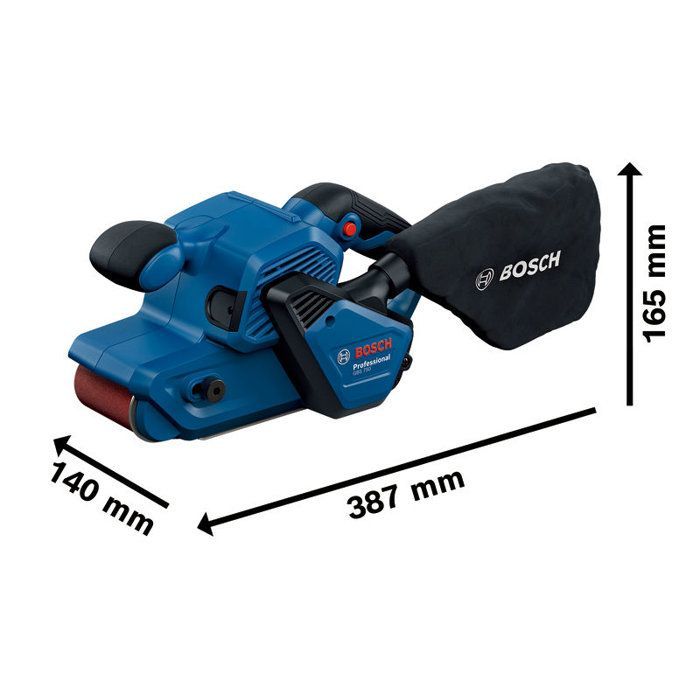 BOSCH PROFESSIONAL corded belt sander - GBS 750 - 230V - 850W - 200 – 420 m/min - Abrasive belt + dust bag