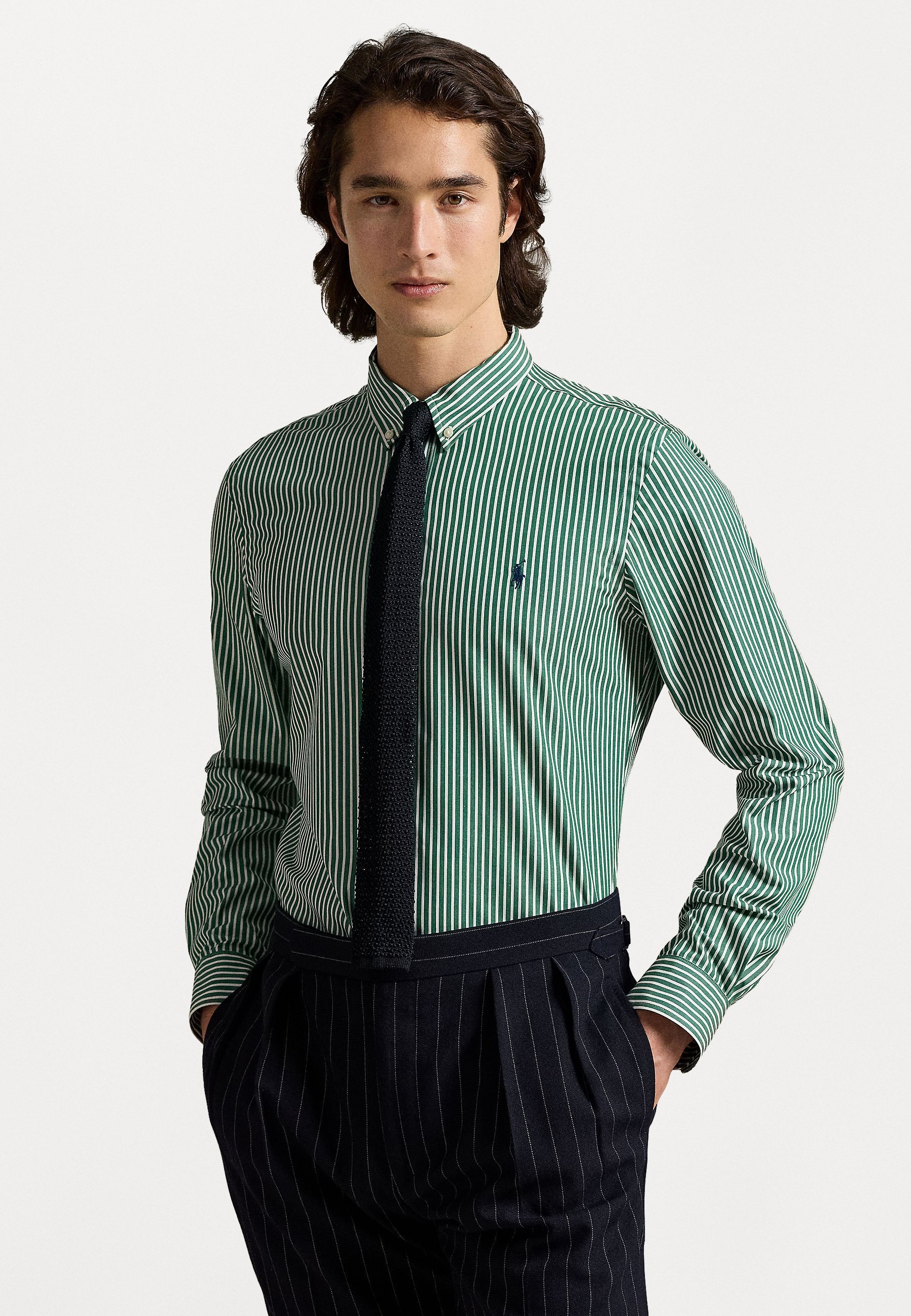 Polo Ralph Lauren SLIM FIT STRIPED STRETCH POPLIN SHIRT - Cămașă - new forest/white