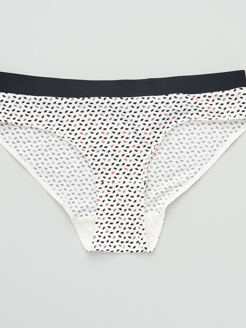 Set van 2 slips met 'Envie de lingerie' print - zwart/wit