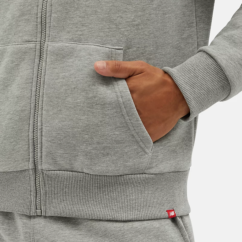 Bluzy z kapturem NB Small Logo na zamek dla mężczyzn – color szary sportowy