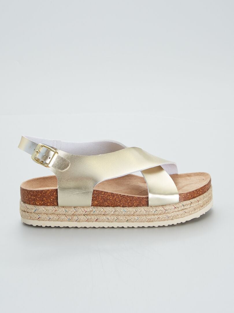 Sandalen met hoge zool - BEIGE