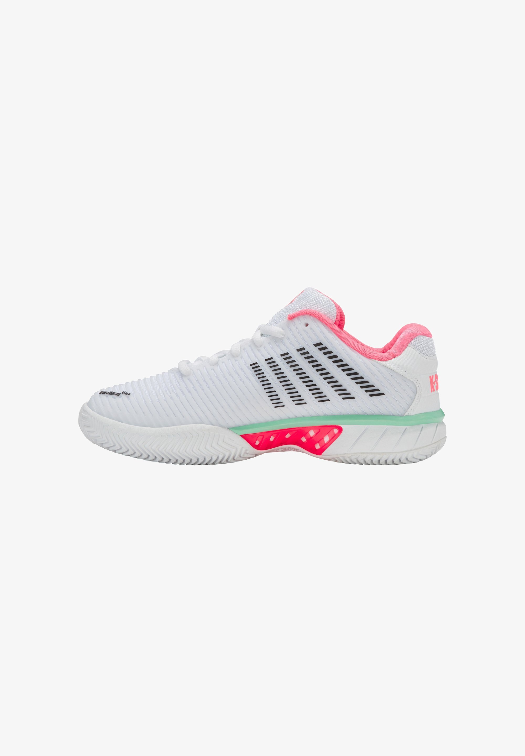 K-SWISS HYPERCOURT EXPRESS – Tennisschuhe für Sandplätze – Weiß/Neon-Pastellrosa/Schwarz