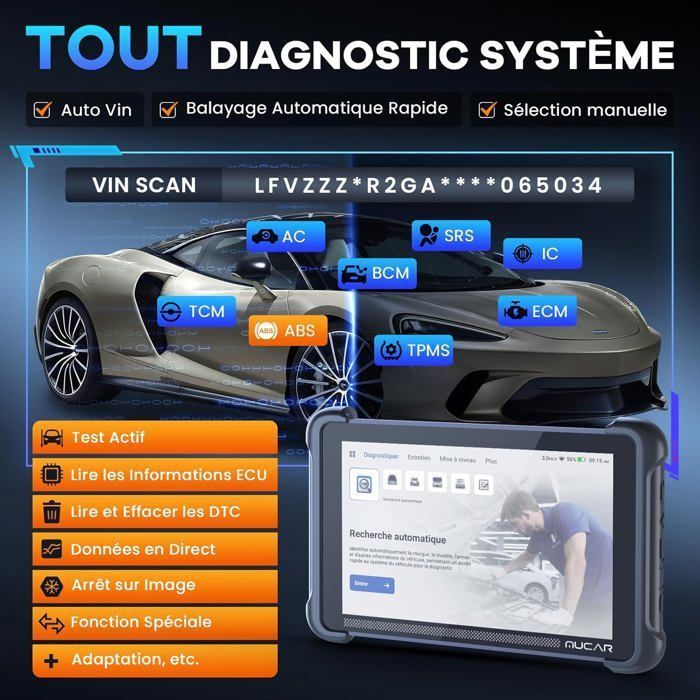 Strumento di diagnostica per auto - BAZARLAND30 - 892BT - OBD2 bidirezionale - Codifica centralina - Oltre 34 reset