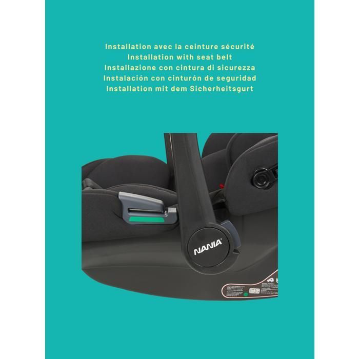 Seggiolino auto NANIA Rimini 40-87 cm R129 i-Size – dalla nascita fino a 13 kg, poggiatesta regolabile – supporto lombare + base Isofix