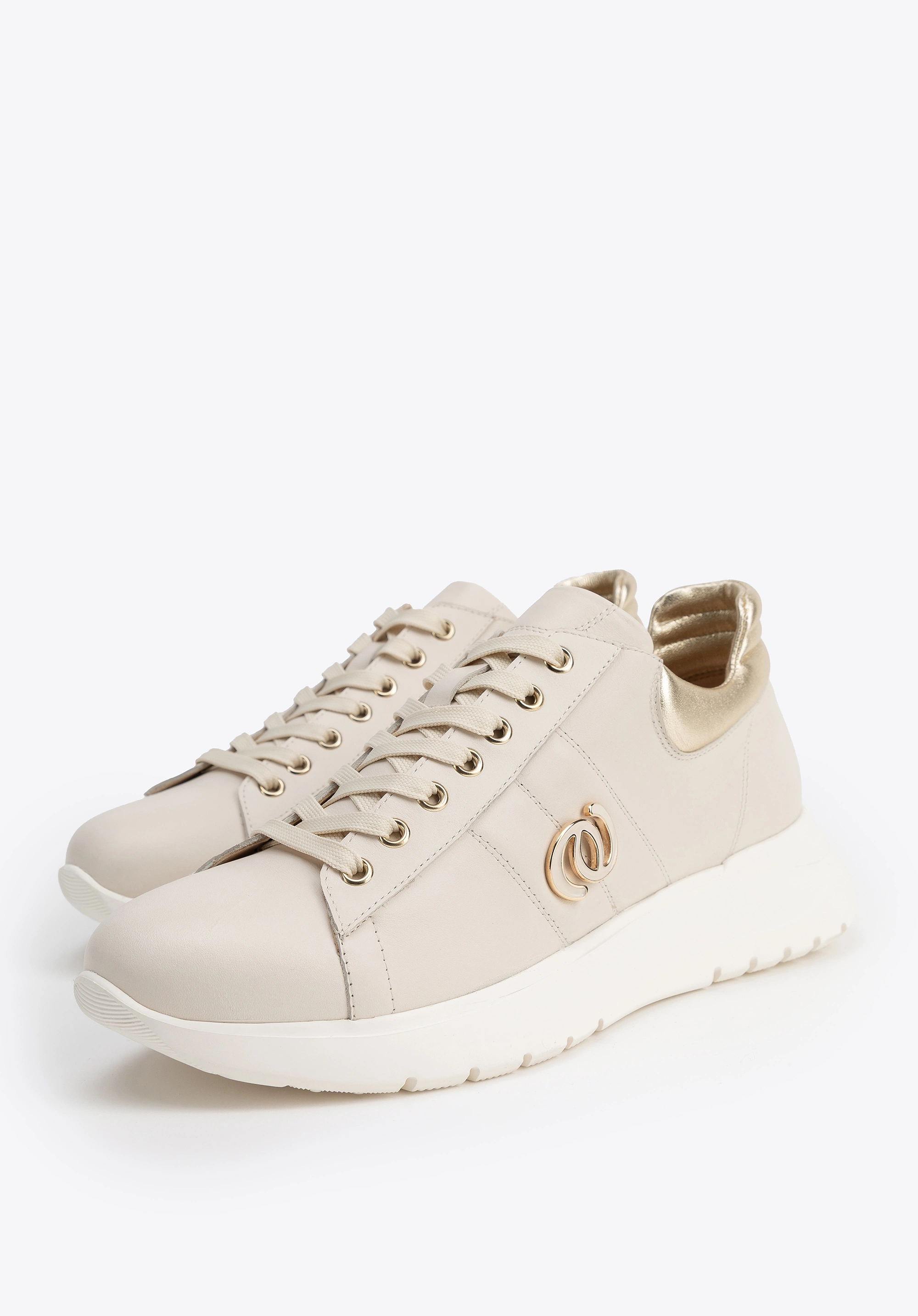 Damskie sneakersy z naturalnej skóry beżowe