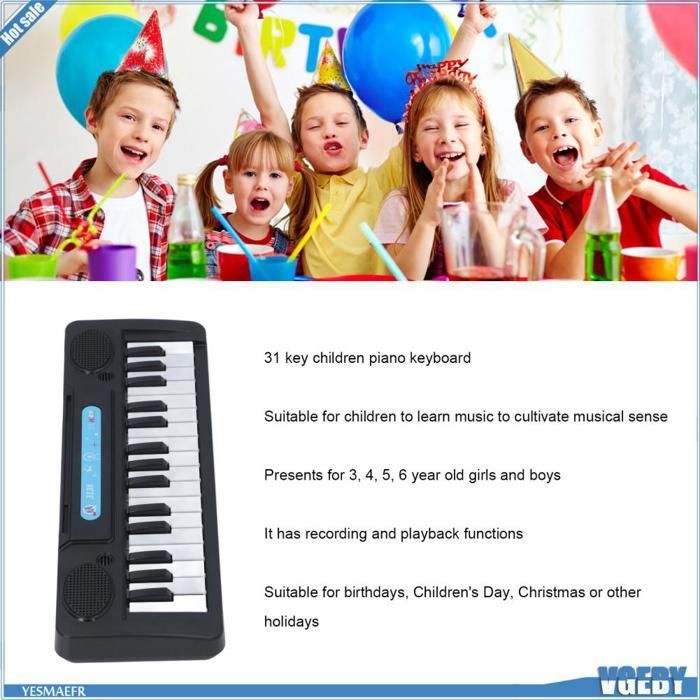 Ashata Clavier de piano 31 touches  Clavier de Piano pour Enfants, Instrument de Musique électronique Portable jeux casse-tete