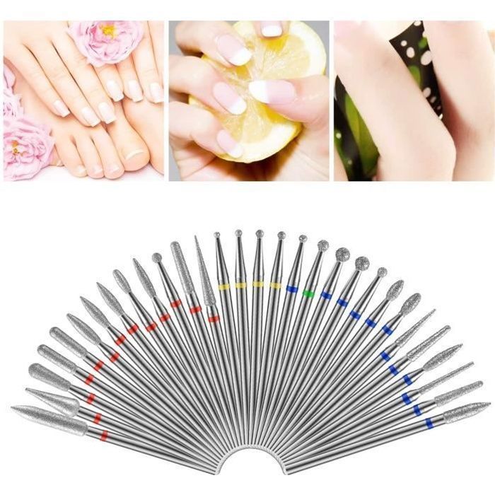 30 brocas para taladro de uñas, brocas para lima eléctrica de uñas para manicura y pedicura, brocas para taladro de uñas, gel limpiador de cutículas
