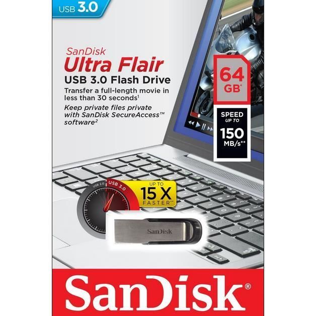 Chiavetta USB 3.0 SanDisk Ultra Flair da 64 GB