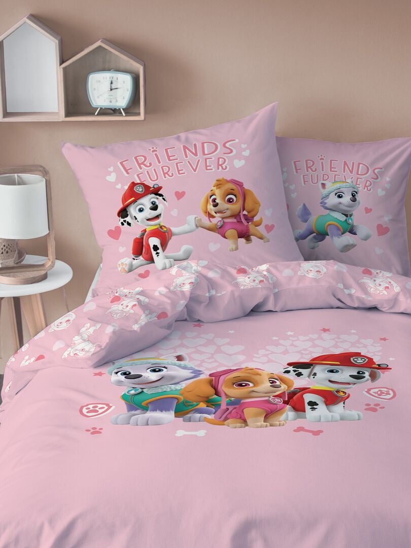 Juego de ropa de cama de Paw Patrol - Tamaño individual - Rosa