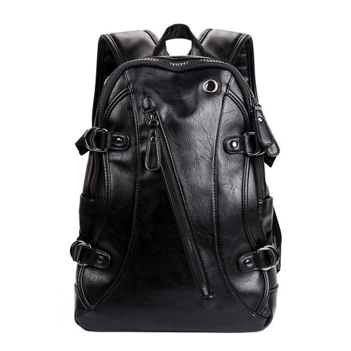 Mochila de cuero - Equipaje y artículos de cuero - Estilo preppy - Impermeable - Informal - Negra
