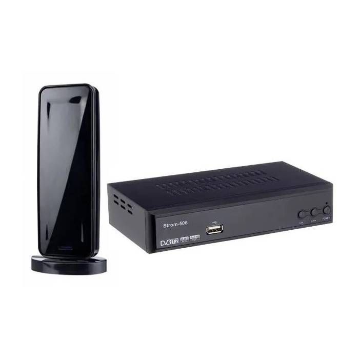 Kit terrestre HD Démodulateur TNT DVB-T2 HDMI PERITEL + mini antenne intérieure HD-930T