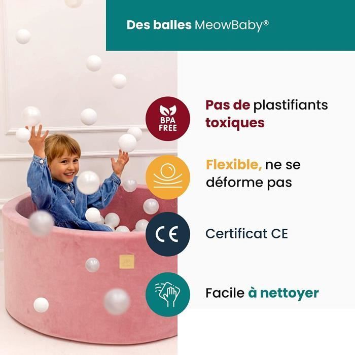 MeowBaby® 3-Piece Motor Skills Course with Ball Pit 90x30cm, Marsala Red: White-Beige-Gold