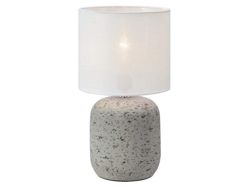 Lampa stołowa Montagna 33 cm tkaninowa biało-szara