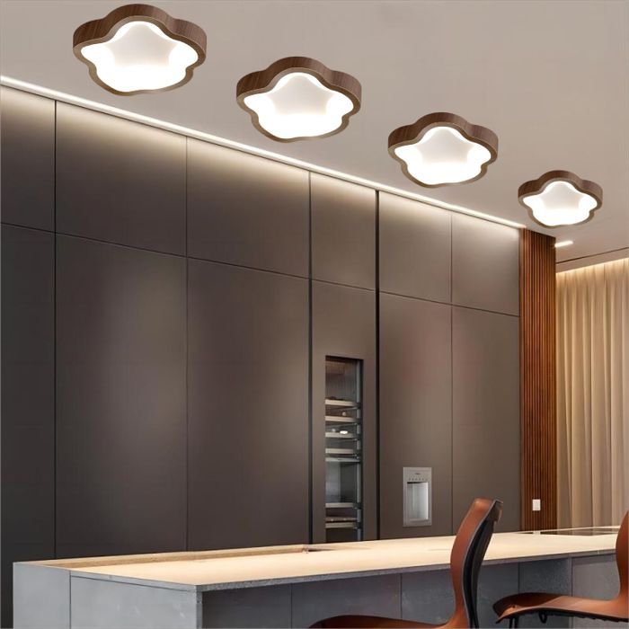 WOTTES  Plafonnier LED Moderne Noyer - 14W Blanc froide Luminaire Fleur Lampe de Plafond pour Couloir Salle de bain - 2pcs Dia 23cm