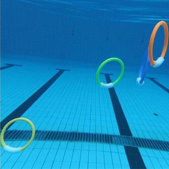 Giocattoli subacquei per bambini - LEWW - Set di 4 anelli da immersione - Anelli colorati per attività di gioco