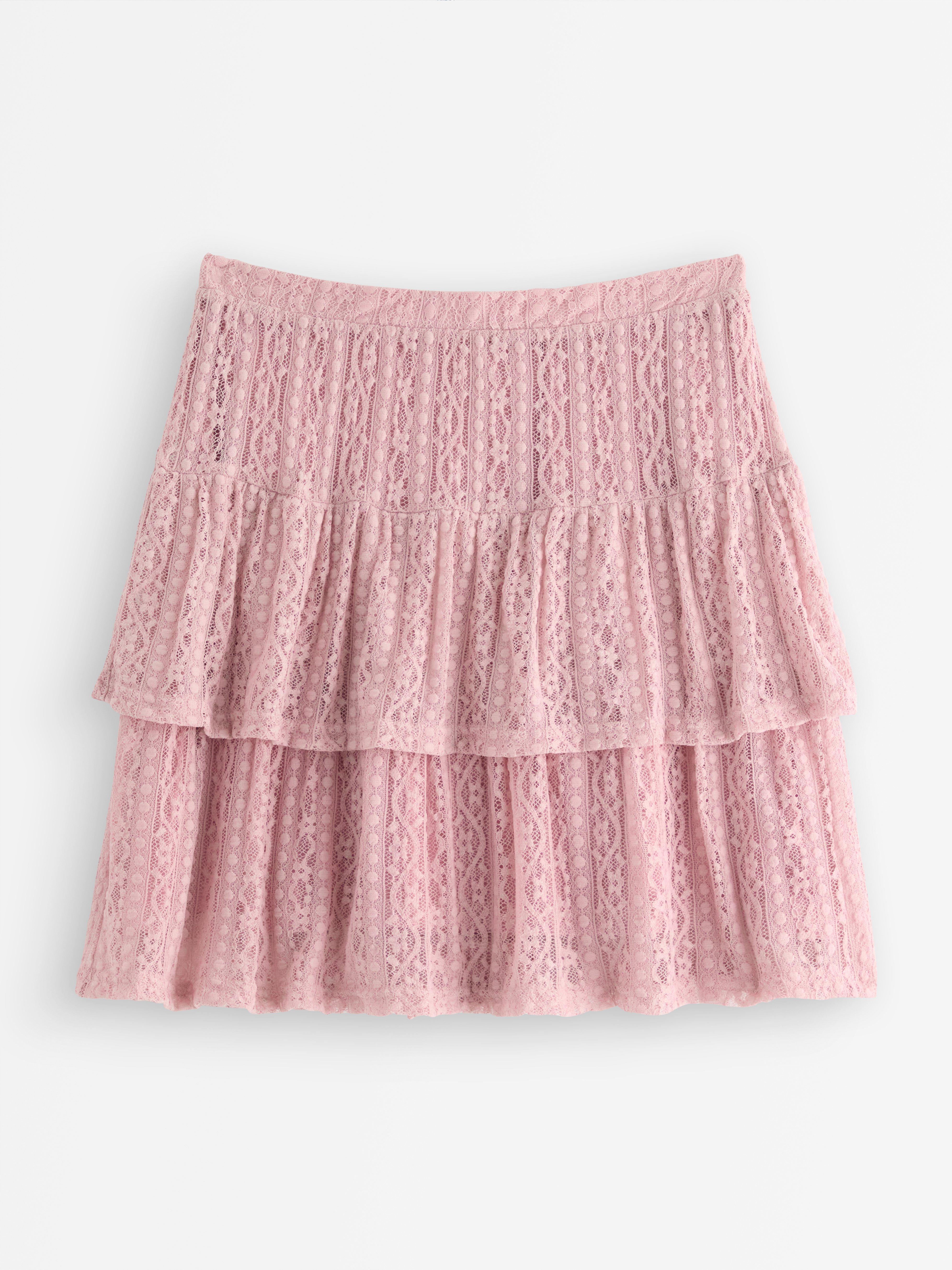Saia de renda rosa-claro