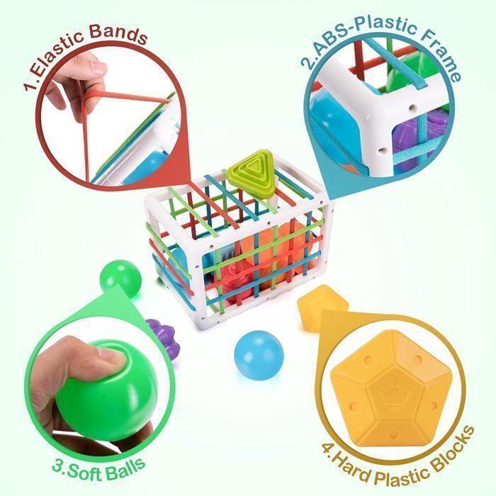 Giocattolo per neonati da 1 a 2 anni, gioco di smistamento Montessori per bambini da 12 a 18 mesi, cubo attività di sviluppo, giocattolo educativo per bambini