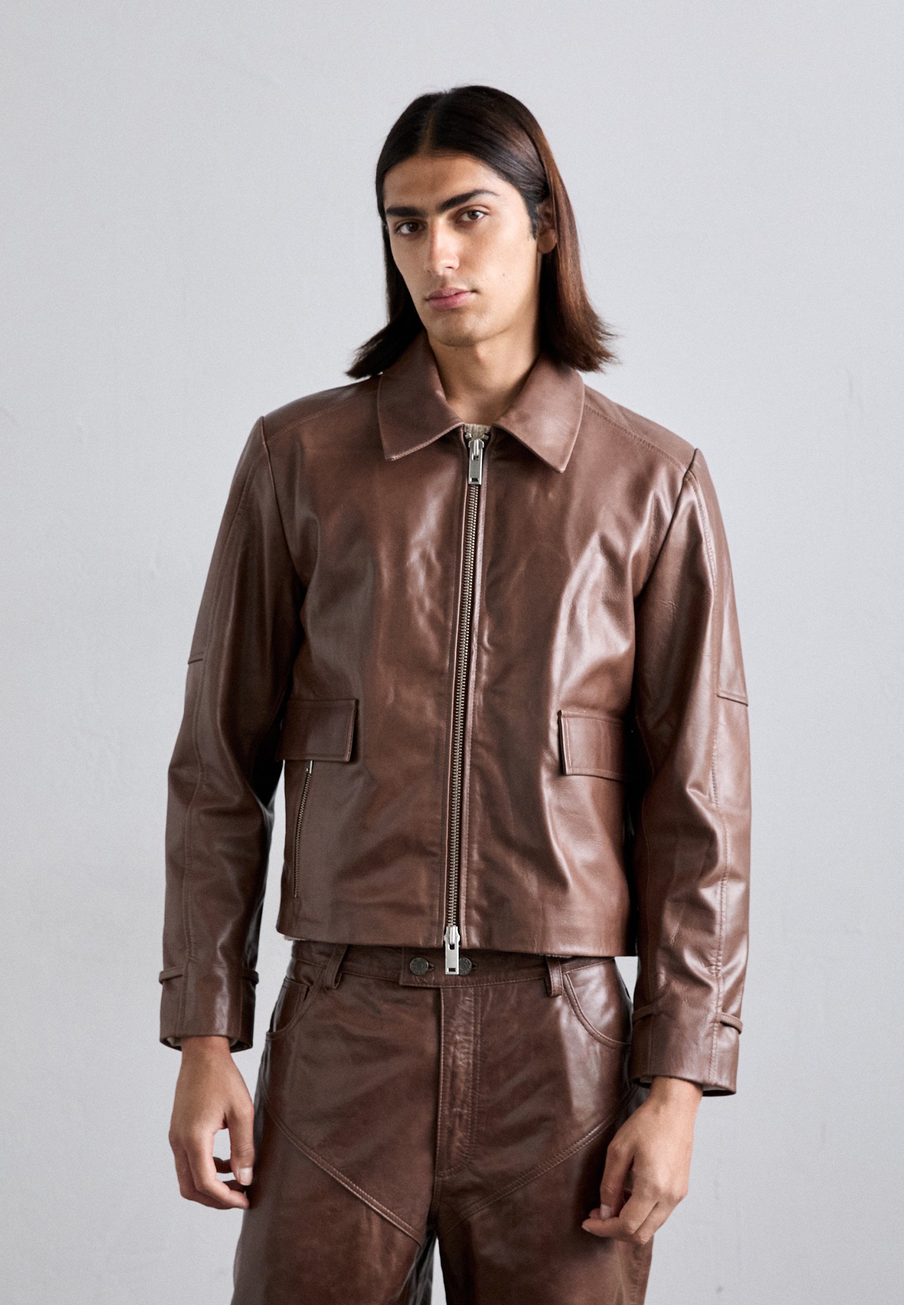 Won Hundred DELHI JACKET UNISEX - Lederjacke - dunkelbraun