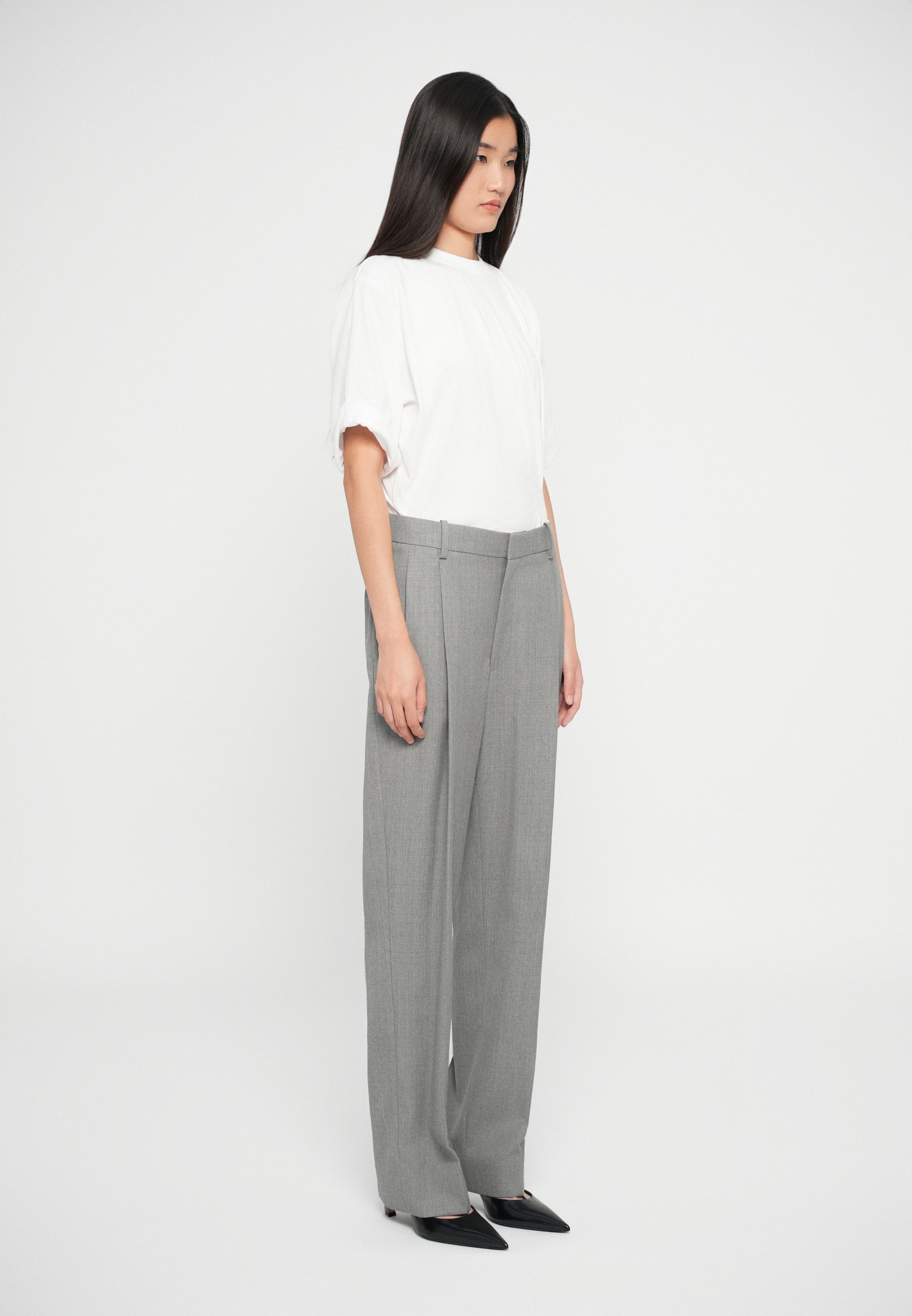 Victoria Beckham broek met verlaagde taille en rechte pijpen - Broek - lichtgrijs