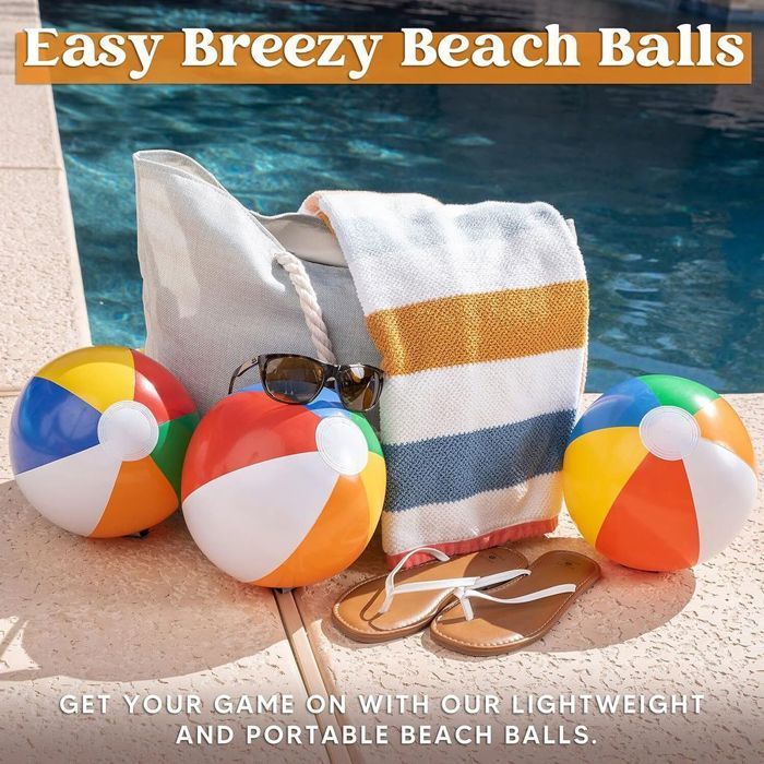 Pelotas de playa Rainbow (paquete de 12), juguetes inflables de 30 cm para piscina, ideales para juegos acuáticos de verano, juego combinado.