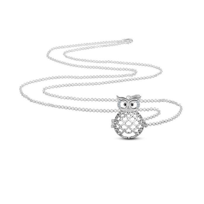 Hollow owl cage pregnancy bola with crystals and pink ball