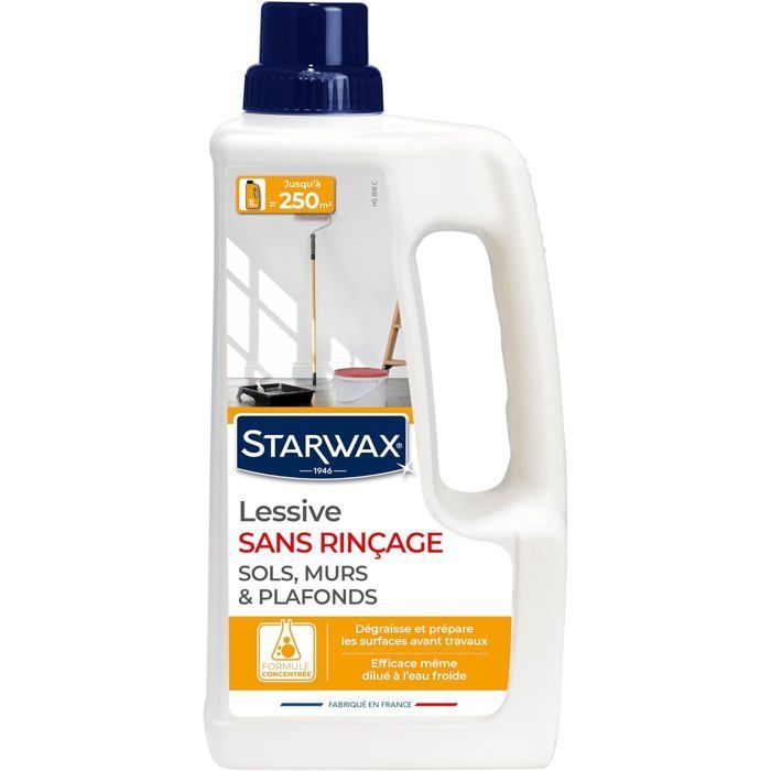 Lessive sols,murs et plafonds-Sans rinçage-Nettoie et dégraisse-Haut rendement jusqu'à 250m²-Efficace même dilué à l'eau froide-1L