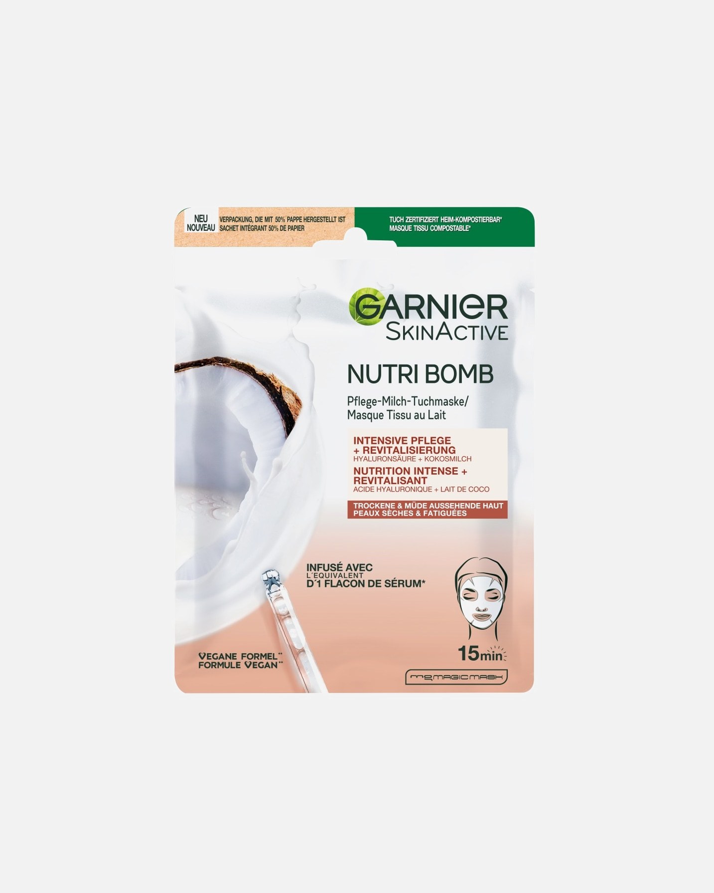 Garnier mitrinošā maska Skin Active Nutri Bomb sejas maska ar kokosriekstu eļļu, 28 g