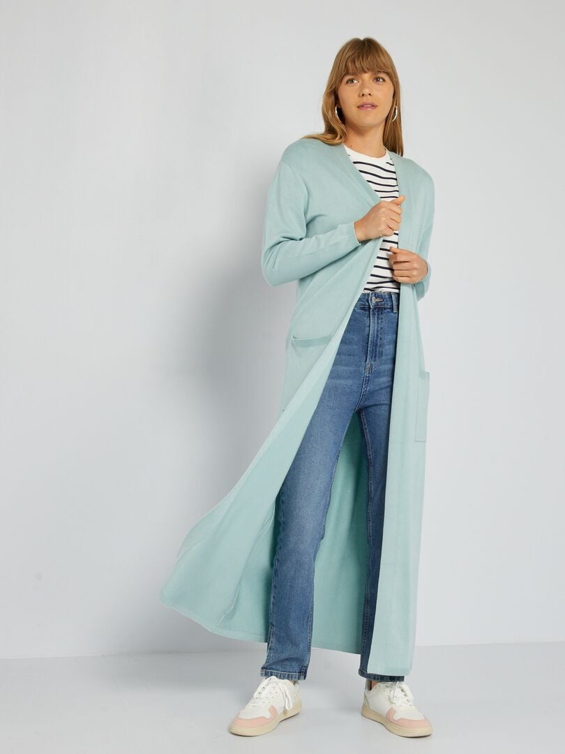 Lange, open cardigan van zachte viscose - BLAUW