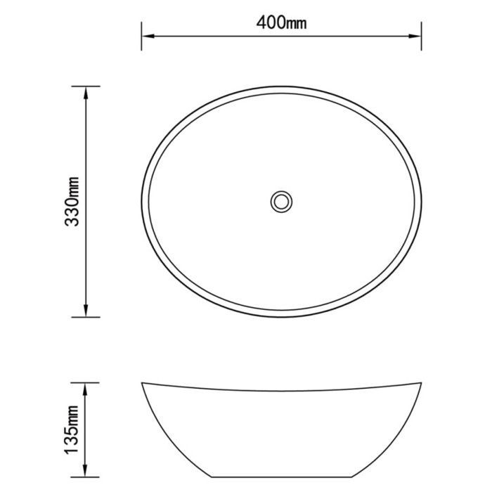vidaXL Oval Ceramic Washbasin White Hand Basin Bathroom Sink 140674