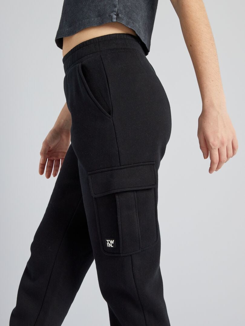 Pantalones deportivos de felpa - NEGRO