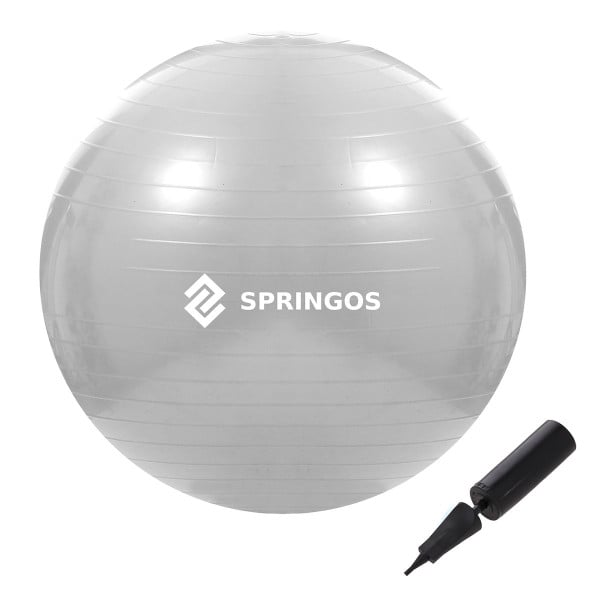 Piłka fitness gimnastyczna do ćwiczeń 75 cm szara z pompką